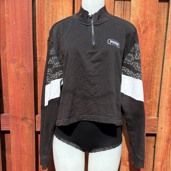 Puma Black and White Patterned Sleeve Pullover Size XL - Picture 1 of 9